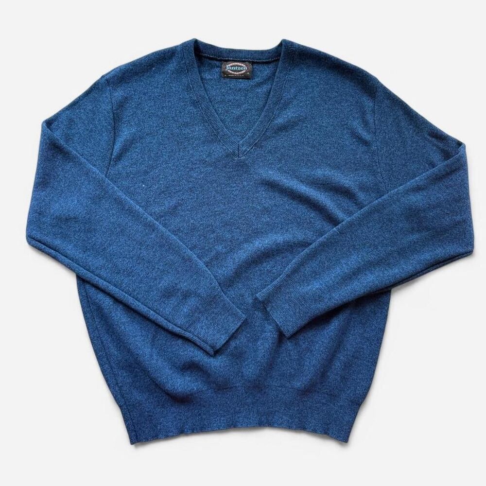 Vintage 90s Jantzen blue v neck sweater size XL
